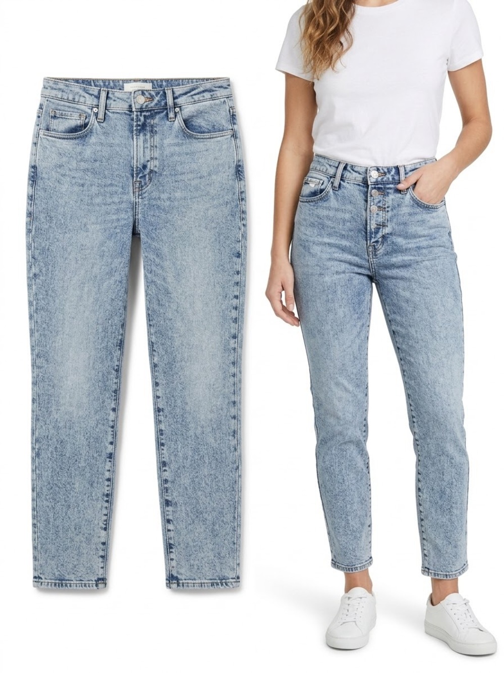 Good American Light Blue High-Rise Mom Jeans